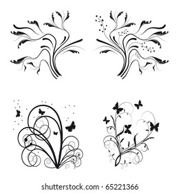 Set of floral design elements. Vector illustration