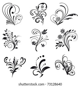 Set of floral design elements. Vector illustration