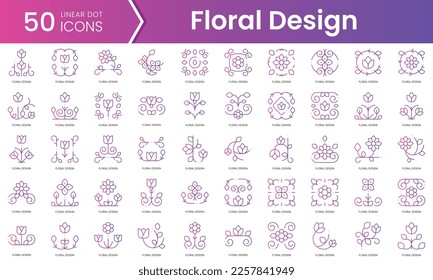 Set of floral design icons. Gradient style icon bundle. Vector Illustration