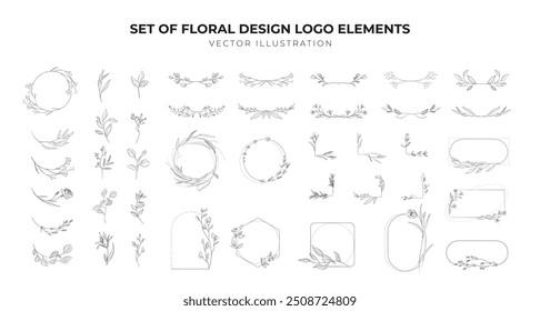 Set of floral design logo elements