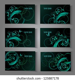 Set of floral design, patterns in abstract style, vector illustration