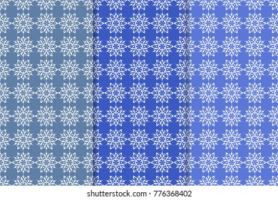 Set of floral designs. Blue vertical seamless patterns. Wallpaper backgrounds