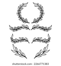 Set of floral dividers in vintage style. Design element for decorations. Vector illustration
