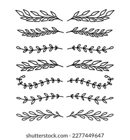 Set of floral dividers in vintage style. Design element for decorations. Vector illustration