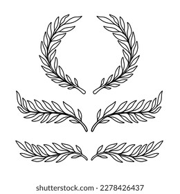 Set of floral dividers in vintage style. Design element for decorations. Vector illustration