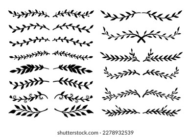 Set of floral dividers in vintage style. Design element for decorations. Vector illustration