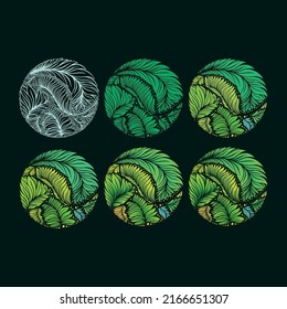 Set of Floral Doodle Art Illustration