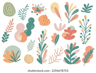 set of floral doodle design element