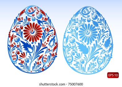 set of floral easter eggs