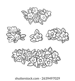 Set of floral elegant design elements. Baroque leaves and flowers decoration, hand drawing vintage ornament. Isolated vector illustration. For design, print, fabric, invitation, wedding