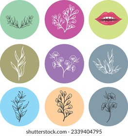 set of floral element story highlight