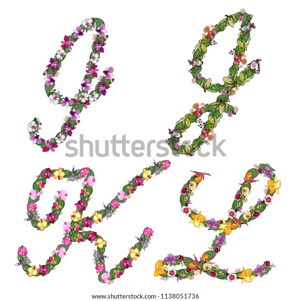 Set Floral Elements Alphabet Letters J Stock Vector (Royalty Free ...