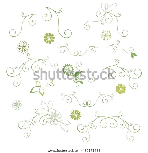 Set of floral elements , floral\
decorative for design.  Floral dividers and page\
decor.