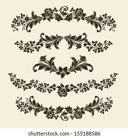 Set of floral elements for design.