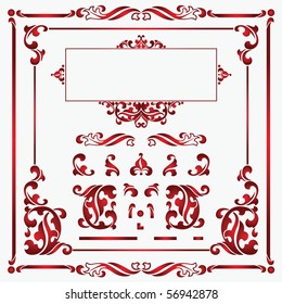 set of floral elements for design, creating borders, frames and backgrounds