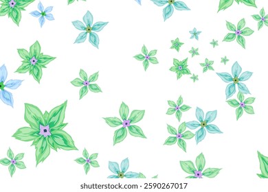 set of floral elements falling without background
