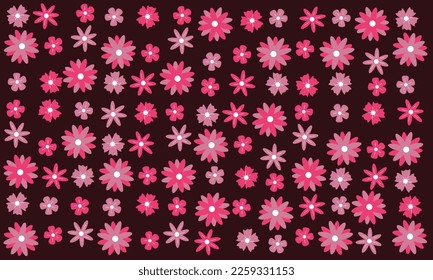 Set of floral elements. Flower and green leaves. flower seamless pattern. Floral poster, invite. Vector arrangements for greeting card or invitation design