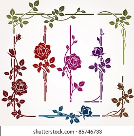 Set of floral elements for frames