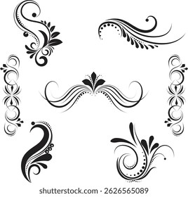 set of floral elements ,Graphic Flower, floral design set, floral set with white background