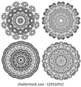 Set of floral elements. Lace flowers