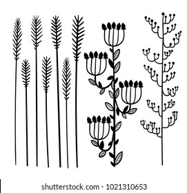 Set with floral elements and leaves.decorative elements for your design leaves swirls floral flat design style vector illustration.