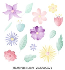 Set of floral elements. Vector arrangements for greeting card or invitation design