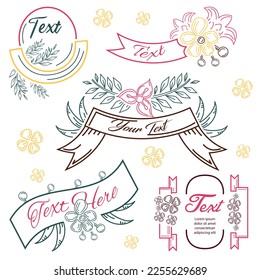 conjunto de elementos florales diseño de arte vectorial