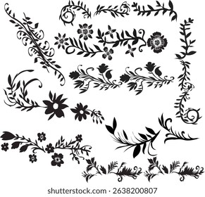 set of floral elements vector illustration. Good for banner, poster, greeting card, party card, invitation, template, advertising, campaign, and social media.