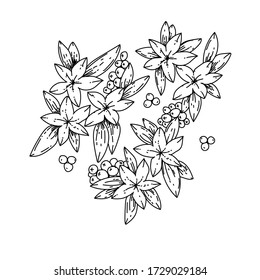 Set von Blumenelementen.blumen in schwarz auf dem weißen Hintergrund. 
