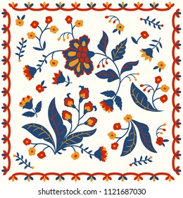 
Set of floral embroidery style elements with folk blossoms and borders. Great for frames and borders, tunicas and textiles in general.