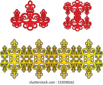 set of floral ethnic pattern