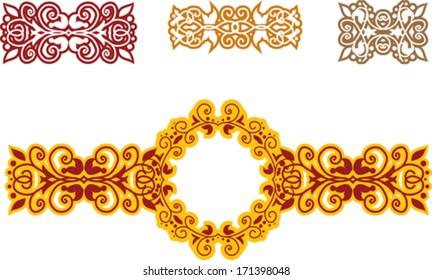 set of floral ethnic patterns