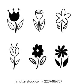Set of floral or flower for element, decoration, poster, sticker design