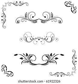 Set of floral frame and border. Vector