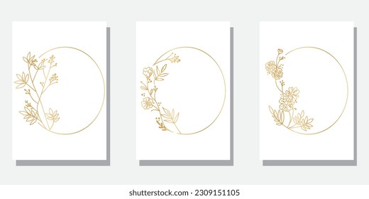  Set of Floral frame. Botanical concept cover design collection. flower decoration template for wedding, bridal, birthday and celebration. Vector illustration.