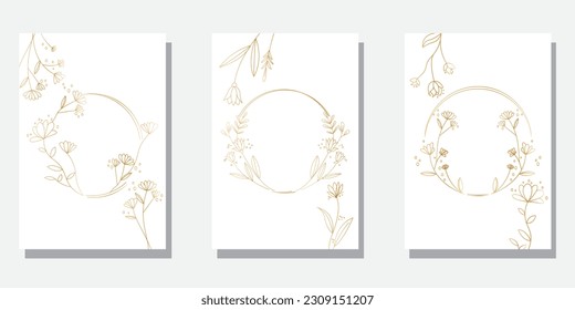  Conjunto de marcos florales. Colección de diseño de portada de concepto botánico. plantilla de decoración floral para boda, novia, cumpleaños y celebración. Ilustración vectorial.