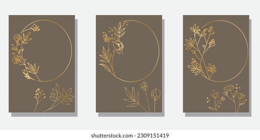  Set of Floral frame. Botanical concept cover design collection. flower decoration template for wedding, bridal, birthday and celebration. Vector illustration.