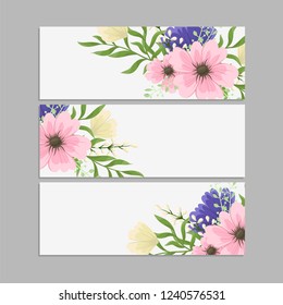 Set of floral frame with colorful flower.