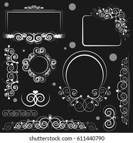 Set of floral frame designs for postcards, ornaments, ornaments