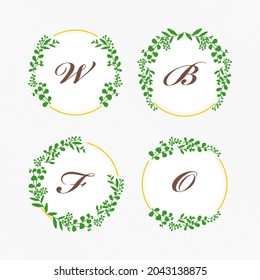 Set of floral frame with elegant green leaves. floral frame collection