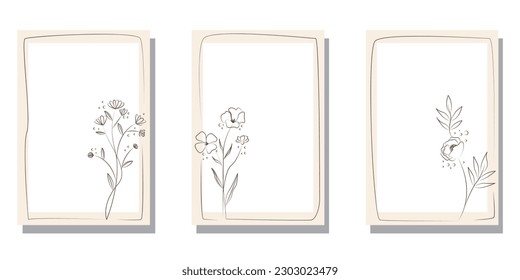 Set of floral frame for wedding, bridal, birthday and anniversary. Floral template collection. Vector illustration.