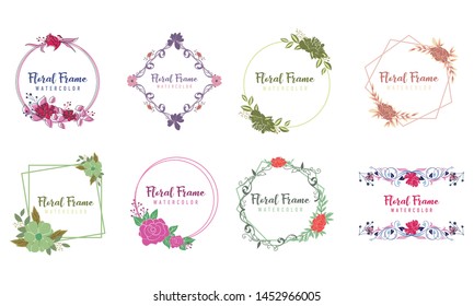 Set of floral frame wedding invitation, flower logo vector