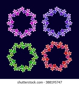 Set of floral frames 4 seasons: spring, summer, autumn, winter