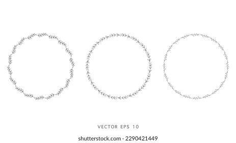 Set Blumenrahmen, Rahmen, Kräne Trendy Line-Zeichnung, Line Art Stil , handgezeichnete Design-Elemente , Flat Modern Design einzeln auf weißem Hintergrund , Vektorgrafik EPS10