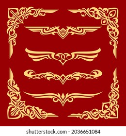 set of floral frames and corner ornament