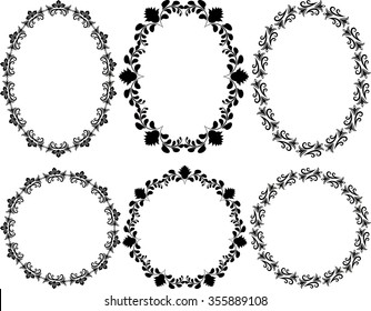 set of floral frames - design elements