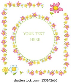 set of floral frames for greeting cards