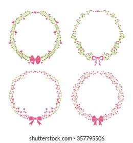 Set of floral frames. Love concept. Vector illustration