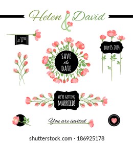 Set of Floral Frames & Vignettes. Vector illustration, eps10.
