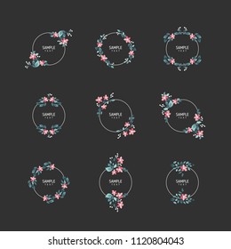 Set of floral frames. Wedding ornament concept. Vector layout decorative greeting card or invitation design elements